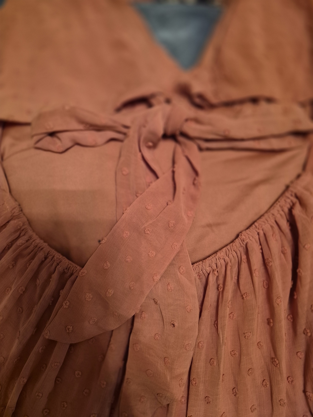 Trixxi Dusty Rose Ruffled V-Neck Mini Dress - Picture 6 of 8